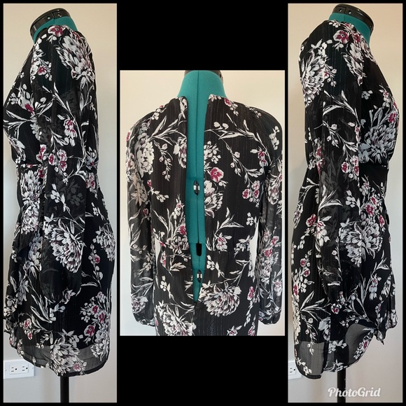 Guess | Rhodes Magnolia Night Print Dress | Black - Picture 3 of 6